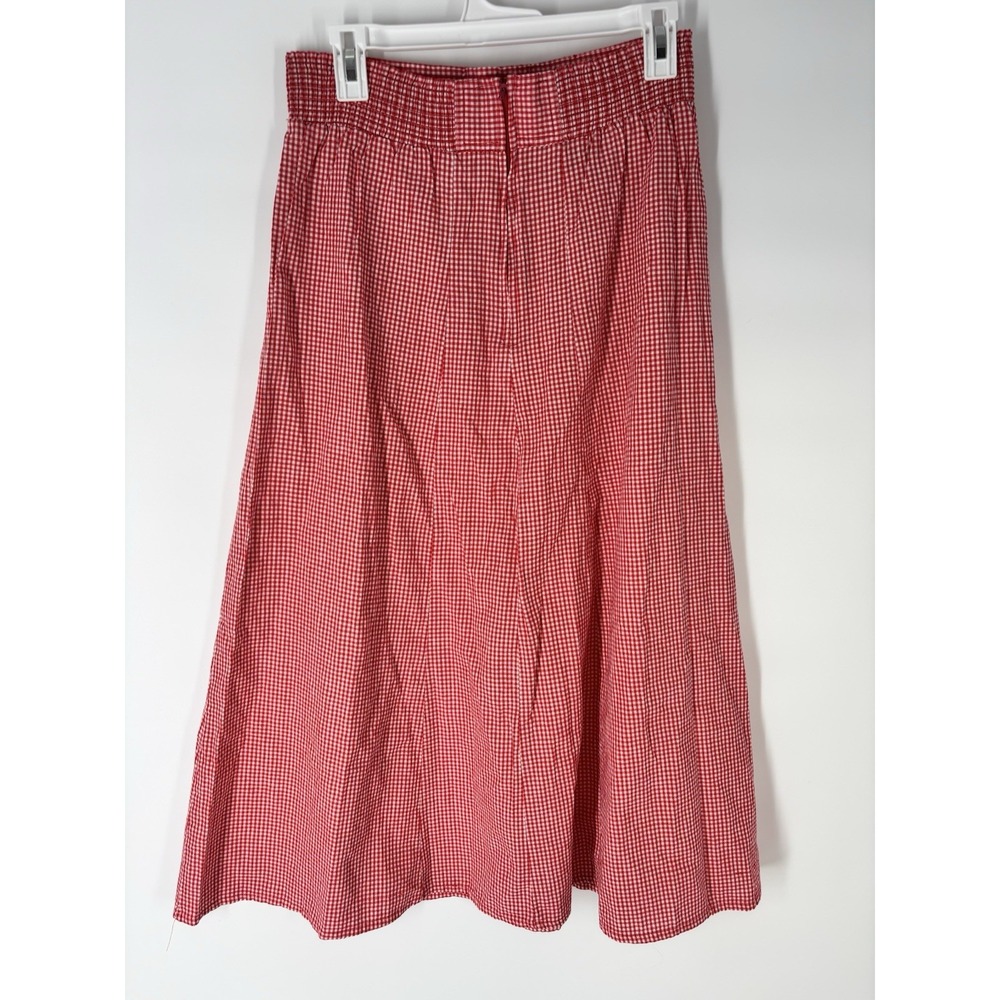 Vintage 80s Laura & Jayne Womens Gingham Midi Skirt Size 6 Twee Picnic Prairie - Picture 9 of 11